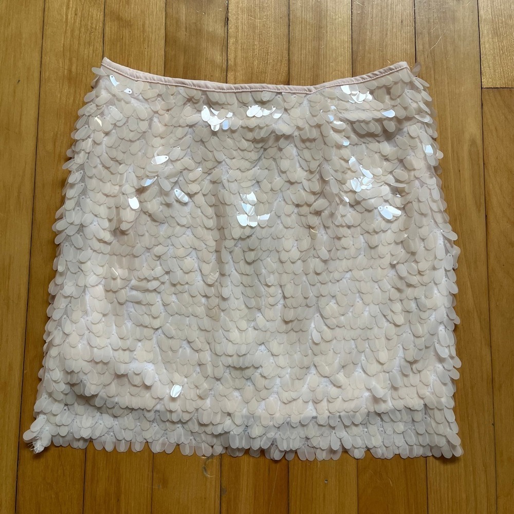 Goldie London Pink Sequin Petal Fringe Mini Skirt XS Party Cocktail Dressy